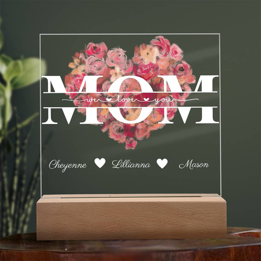 Mom We Love You Personalized Acrylic Square Plaque