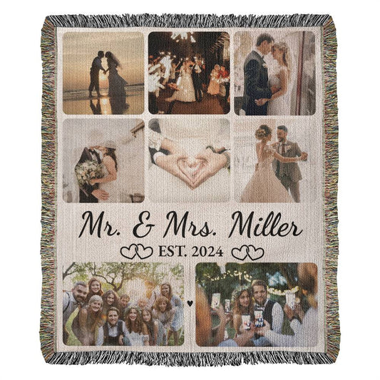 Customized Photo Woven Blanket | Wedding | Gifts for Him or Her | Family & Friends | Special Memory Keepsake