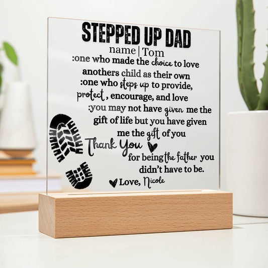 Stepped Up Dad Personalized Acrylic Square Plaque