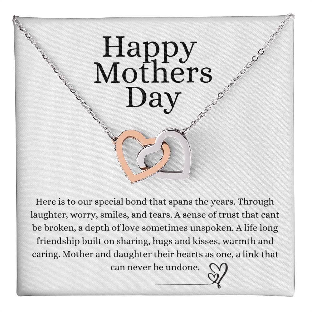 Happy Mother's Day Interlocking Hearts Necklace (Yellow & White Gold Variants)