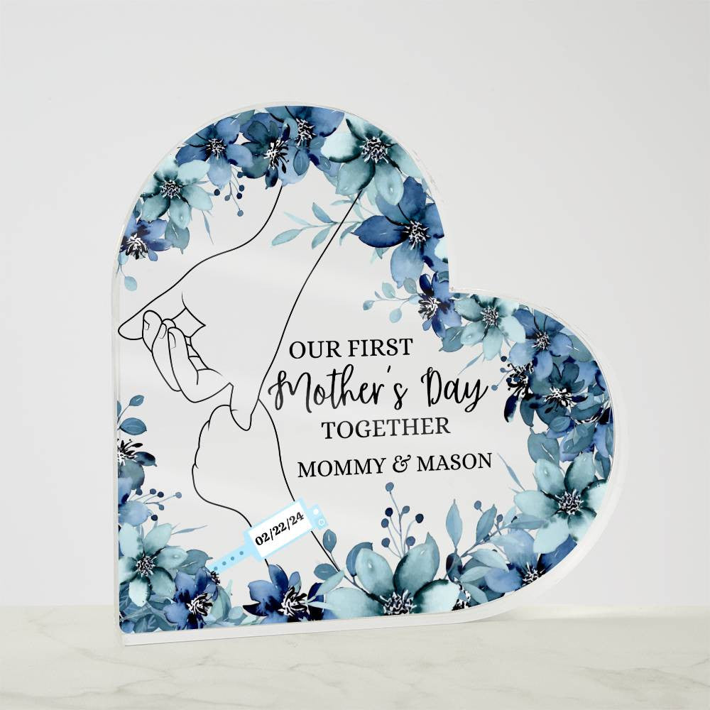 First Mother's Day Together Personalized Acrylic Heart Plaque